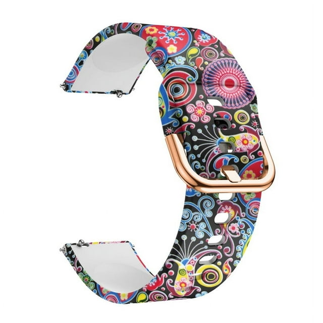 YOPTOP For Samsung Galaxy Watch Active Replacement Soft Silicone Sport Wrist Band Straps, Brown Leopard,Red Flowers