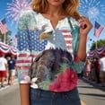 thumbnail image 5 of GEWSEY America 250 Tshirt 3/4 Sleeve Tops V Neck Independence Day Shirts Patriotic Pattern Tunic Tops (Navy, 3XL), 5 of 8