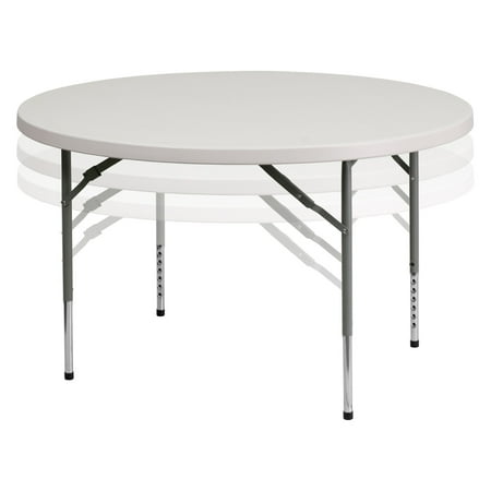 Flash Furniture 48'' Round Height Adjustable Granite White Plastic Folding Table