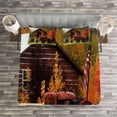 thumbnail image 3 of Ambesonne Fall Quilted Bedspread Set 3 Pcs, Rustic Cabin with Tractor, King Size, Multicolor, 3 of 3