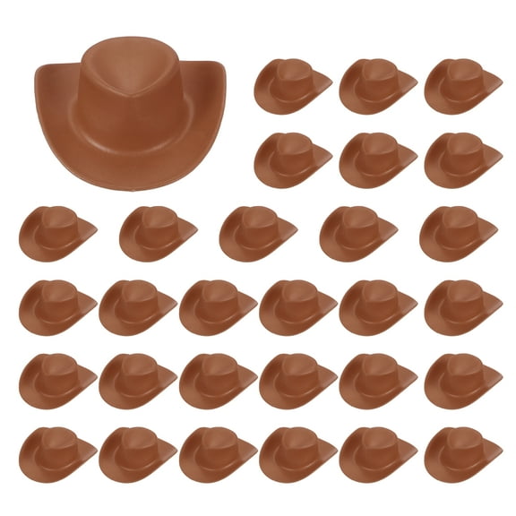 Uxcell Mini Cowboy Hat, Plastic Brown Tiny Cowboy Cow Girl Hats for Party Decoration