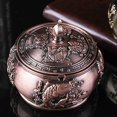 thumbnail image 2 of Vintage Ashtray with Lid, Windproof, Zinc Alloy, Unique Home Decor, Craft Gift, 2 of 2