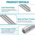 thumbnail image 3 of 60 Pcs M6x16mm Set Screws, 304 Stainless Steel Cone Point Hex Socket Grub Screw, 3 of 6