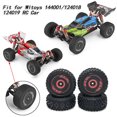 thumbnail image 2 of Neumático de rueda de coche RC de goma 4 Uds para Wltoys 144001 124018 124019 (delantero + trasero) Ehuebsd  libre de BPA, 2 of 9