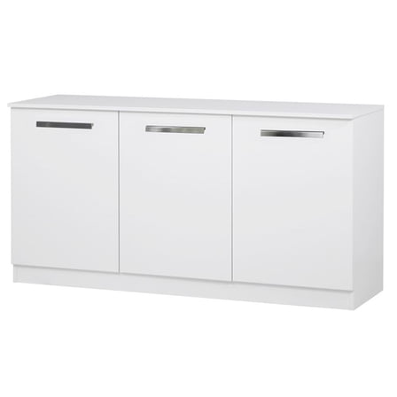 Pemberly Row Contemporary Wood 3 Door Credenza File Cabinet in White