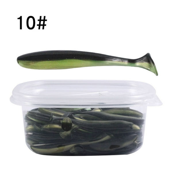 Leadingstar 50pcs/Box Rubber T-Tail Soft Fish Lure Two-Color Soft Bait Fishing Accessories Other Two-Color T Tail 5.5cm/1.2g
