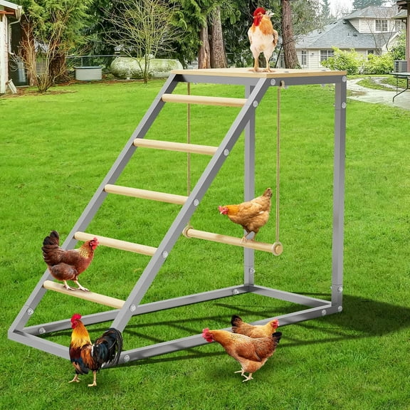 Roosting Bars for Chickens in Coop, Chicken Perch for Coop, Chicken Roosting Bars with Swing and Ladder for Backyard Farm, Easy to Clean, (37.6"x15.7"x27.5")