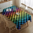 thumbnail image 2 of Rainbow Checkered Pattern Rectangle Tablecloth 60"x84",Waterproof Polyester Rectangle Table Cloth, Wipeable Spillproof Polyester Tablecloth for Dining, Camping, Indoor and Outdoor, 2 of 5