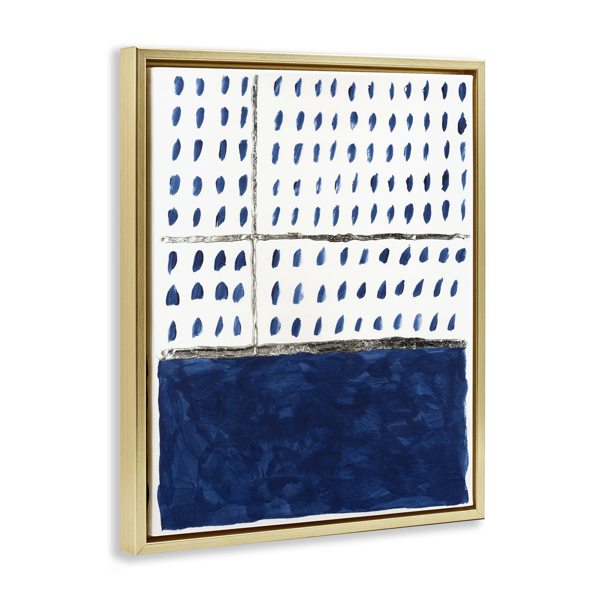Stupell Industries Modern Dot Pattern Abstract Painting Gold Floater Framed Canvas Art Print Wall Art, 25 x 31