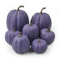 thumbnail image 4 of 7PCS Artificial Pumpkins, Assorted Sizes Purple Faux Pumpkins Set, Fall Harvest Foam Pumpkins for Crafts, Halloween Decorations, Thanksgiving Table Centerpiece, Autumn Mantel & Home Décor, 4 of 6
