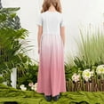 thumbnail image 4 of Efsteb Summer Dress for Girls Round Neck Gradient Short Sleeve Maxi Dress Casual Holiday Dress with Pockets (Pink,5 Years), 4 of 5