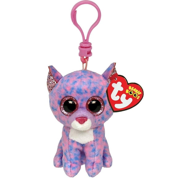 Ty Beanie Boos - CASSIDY Speckled Cat (Key Clip 3" Plush) (BONUS 1 TY CARD & 1 FUN CHOPS)