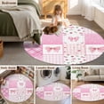 thumbnail image 5 of Round Area Rug 3.3 Ft, Valentine's Day Washable Non-Slip Circle Carpet for Living Room/Bedroom, Pink Bows Romantic Roses Farmhouse Plaid Low-Profile Small Kitchen Mats Collection Rugs for Indoor, 5 of 8
