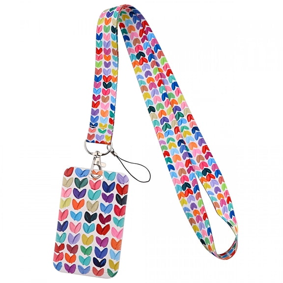 TUWAFE Lanyard with Id Badges Holder,Heart Neck Keychain Lanyard for Keys Cards Cute for Teacher Student