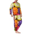 thumbnail image 2 of Naloa Brightly Colored Cupcakes Men’s Pajamas Set - Long Sleeve Button Down Sleep Shirt and Pajama Bottoms Sleepwear Set-XX-Large, 2 of 7