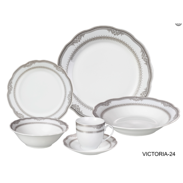 Lorren Home Trends Victoria Design Ensemble de Vaisselle, 24 Pcs