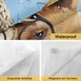 thumbnail image 5 of No Hook Shower Curtain with Snap in Liner, Hipster Fox Owl Waterproof Fabric Bathroom Curtain Mesh Top Window, Bear with Glasses Abstract Animal Art Shower Curtains 60x72in, 5 of 9