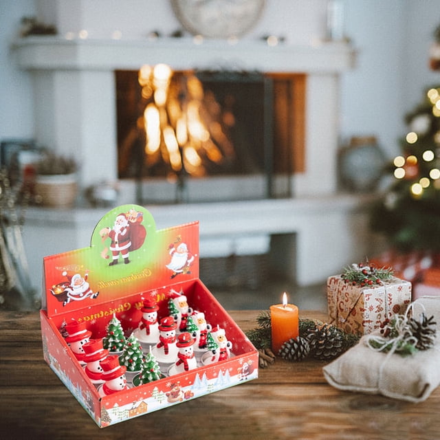 Adornos navideños, regalos navideños, 12 velas navideñas de muñeco de nieve para decoración de ventanas de hoteles, centros comerciales, fiestas, bodas, spas y el hogar.