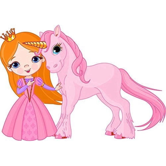 Beautiful Princess & Unicorn Edible Image Icing Cake Topper for Quarter Sheet Cake, by TNCT