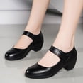 thumbnail image 2 of Women Comfortable Single Shoes Square Heel Pure Color Shoes Round Toe Work Shoes, 2 of 9