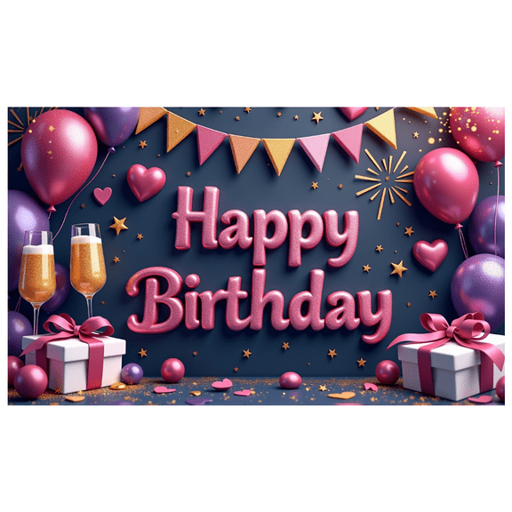 Yatrandify Colorful Balloons Happy Birthday Banner Decorative Flag Sparkling Stars for Party Celebration Indoor Decoration Event Background