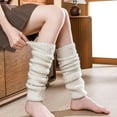 thumbnail image 4 of Outfmvch leg warmers Winter Fleece Lined Leg Warmers for Women Knit Long Leg Warmers Warm Fleece Lined Boot Socks for Skating Daily Wear knee high leg warmers Beige A, 4 of 5