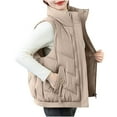 thumbnail image 3 of Womens Winter Coats Puffer Jacket Womens New Stand Collar Solid Color Loose Casual Fashion Button Pocket Top, 3 of 4
