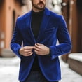 thumbnail image 2 of BiZtdJrK Stylish Dress Jacket for Men Velvet Lapel Collar Long Sleeve Two Button Sport Coats Prom Wedding Party Suit Jakcets Blue S, 2 of 5