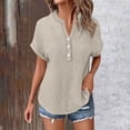 thumbnail image 2 of Sudadera con cremallera,Blusa de manga corta con cuello en V para mujer, color liso, informal, holgada, con bolsillo, tela suave y transpirable para uso diario, sopatenor, 2 of 9