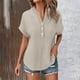 thumbnail image 2 of Sudadera con cremallera,Blusa de manga corta con cuello en V para mujer, color liso, informal, holgada, con bolsillo, tela suave y transpirable para uso diario, sopatenor, 2 of 9