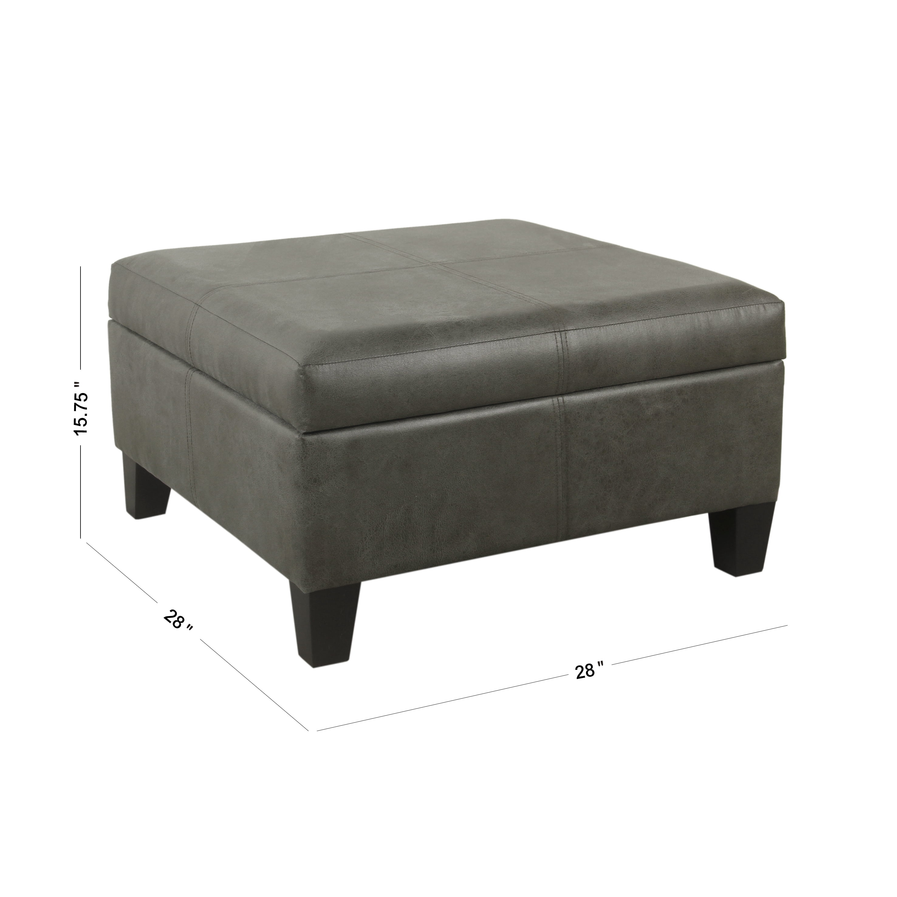 HomePop Luxury Large Faux Leather Storage Ottoman, Multiple Colors