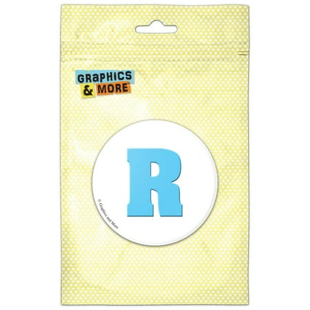 

Letter R Initial Baby Boy Block Font Blue Shower Refrigerator Button Magnet