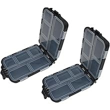 2x Small Hard Fishing Tackle Box Portable Case Hooks Lure Baits Storage Box Containers For Storing Swivels Jigs Hooks Sinker,10 Compartments