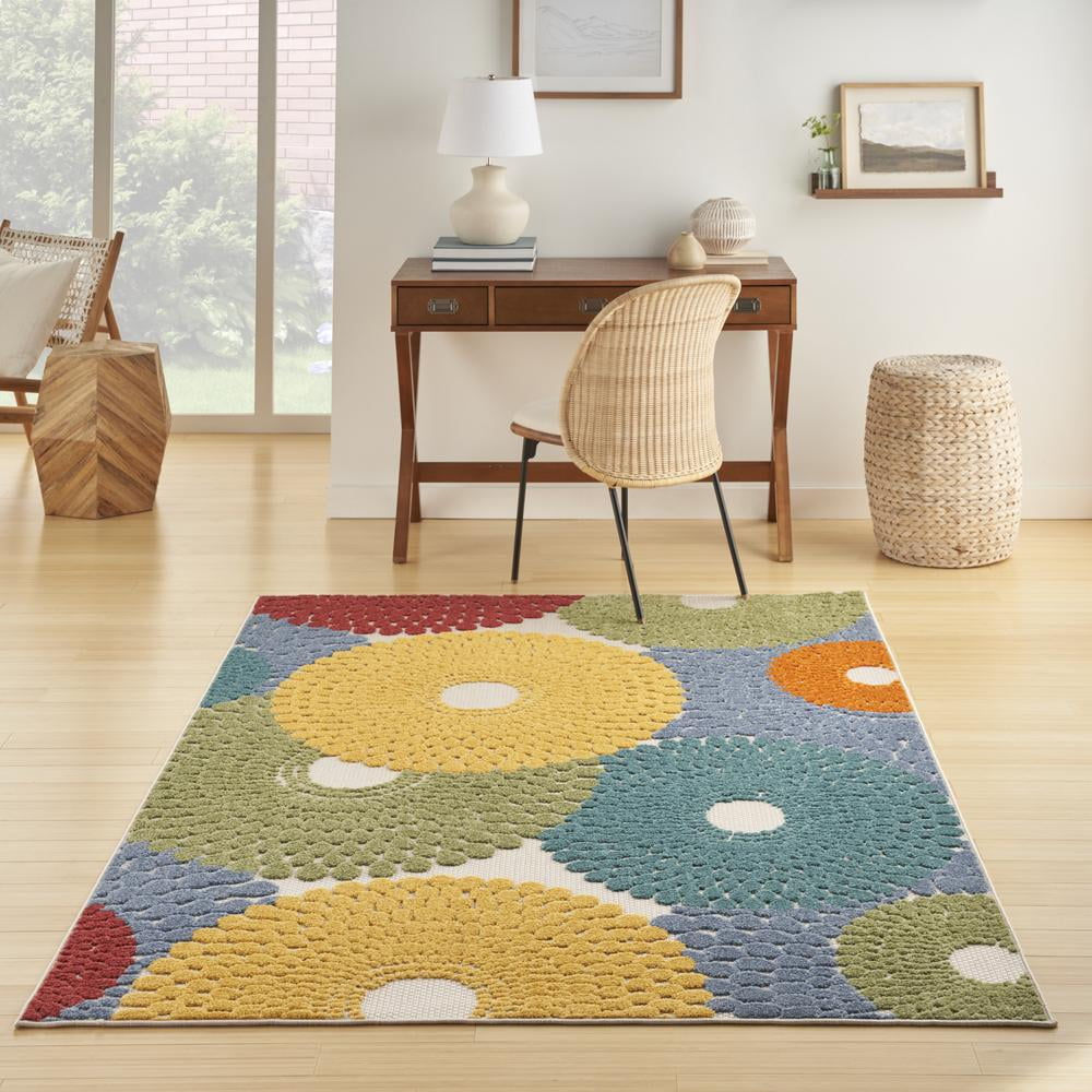 Nourison Aloha Indoor/Outdoor Multicolor 6' x 9' Area Rug, (6x9)