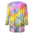 thumbnail image 5 of LEAVINGSUO Summer Tops for Women 2024! Women's Fashion Printing Loose T-Shirt Mid-length 3/4 Sleeves Blouse Round Neck Casual Tops, 5 of 5