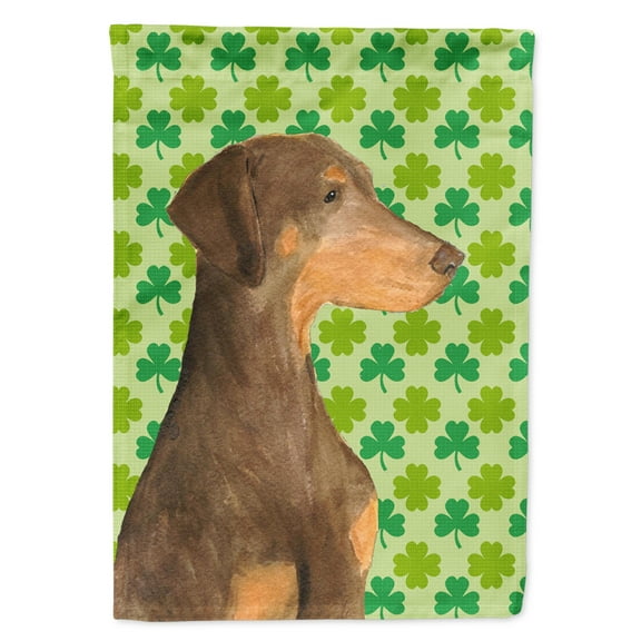 Carolines Treasures SS4410-FLAG-PARENT Doberman St. Patricks Day Shamrock Portrait Flag  multicolor