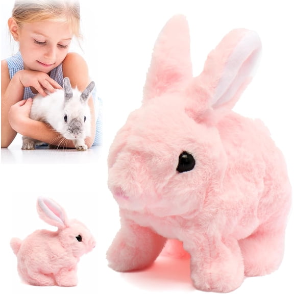 Bunny - Easter My Realistic Bunny Toy, Interactive Bunny Realistic Bunny - Jumping, Twitching, and Shaking Ears, Bunny Realistic Bunny Toy, Bunbi Realistic Bunny, Realistic Bunny Toys (Pink)
