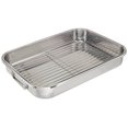thumbnail image 1 of ExcelSteel Multiuse with Rack and Foldable Handles for Easy Storage Stainless Steel Roasting Pan, 16.5", 1 of 4