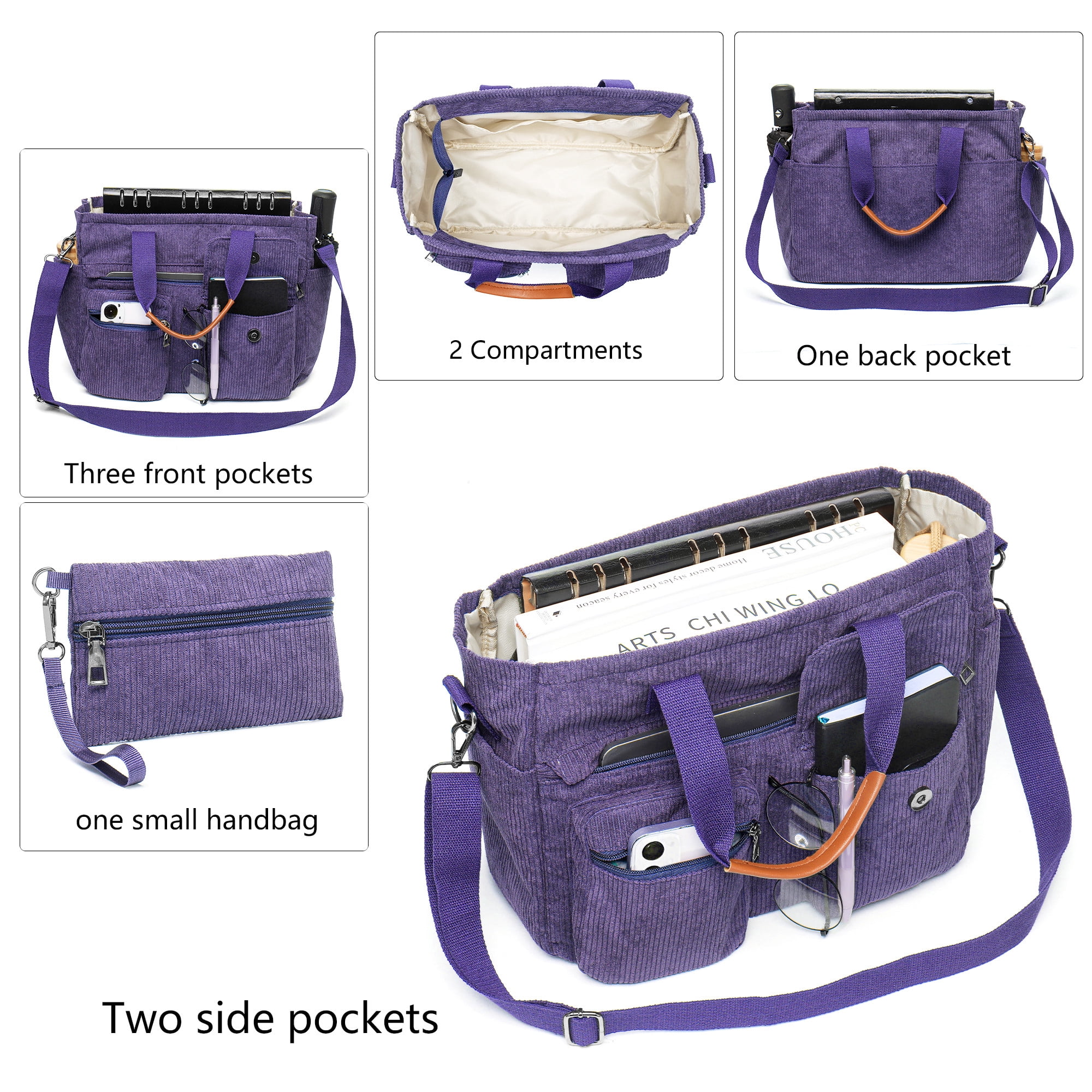 2-Piece Women's Corduroy Bag Set: Stylish Laptop Tote + Multi-Functional Crossbody Bag – Large-Capacity Work/Travel/Gym Bag