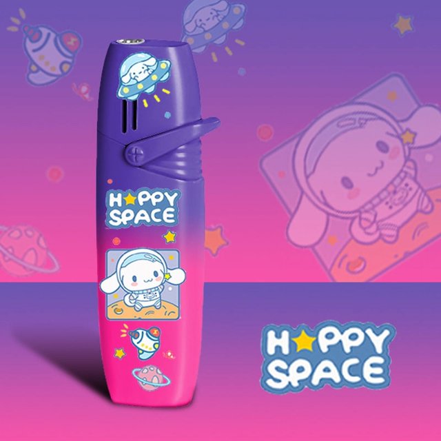 Color degradado kuromi cinnamoroll hello kitty encendedor a prueba de viento brazo basculante encendedor de gas llama roja lindo encendedor