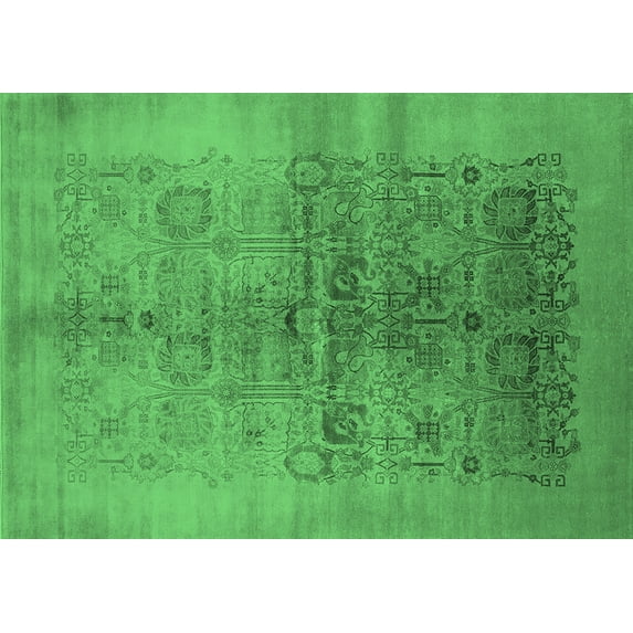 Ahgly Company Indoor Rectangle Oriental Emerald Green Industrial Area Rugs, 2' x 3'