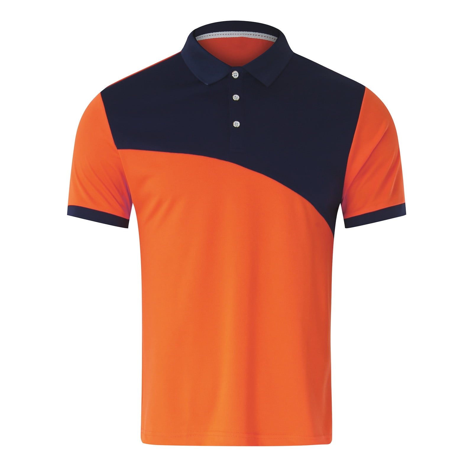 B91xZ Mens Shirts Mens Summer Fashion Soft Breathable Lapel Color Matching  Short Sleeve Shirt T Shirt Men's Tall Shirts Polo Shirts For Men Orange 4XL  