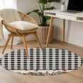 thumbnail image 5 of Farmhouse Round Area Rug 4 FT, Non Slip Indoor Outdoor Rug, American Country Star Barn Black Plaid Berry Washable Circular Carpet Non-Shedding Floor Mat for Coffee Table Nursery Foyer Balcony, 5 of 9