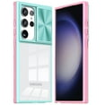 thumbnail image 2 of TJS for Samsung Galaxy S24 Phone Case, Slide Camera Cover Full Body Bumper Protective Clear Cover (Pink/Blue), 2 of 3
