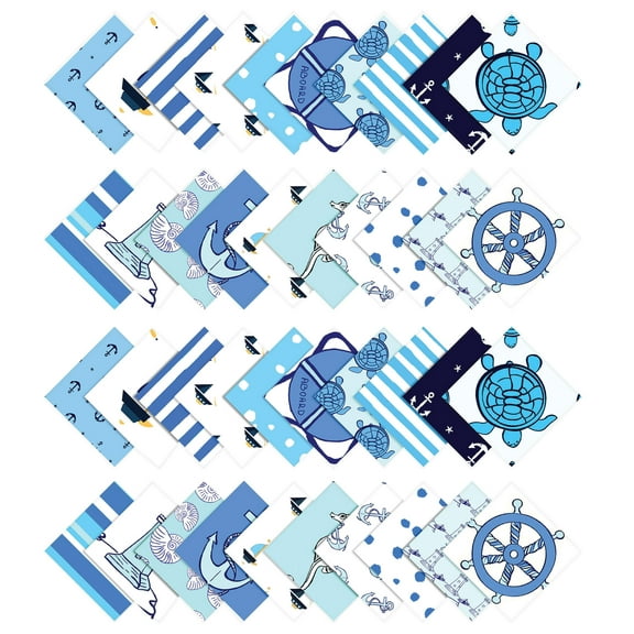 Soimoi Nautical Print Precut 5-inch Cotton Fabric Quilting Squares Charm Pack DIY Patchwork Sewing Craft- Blue