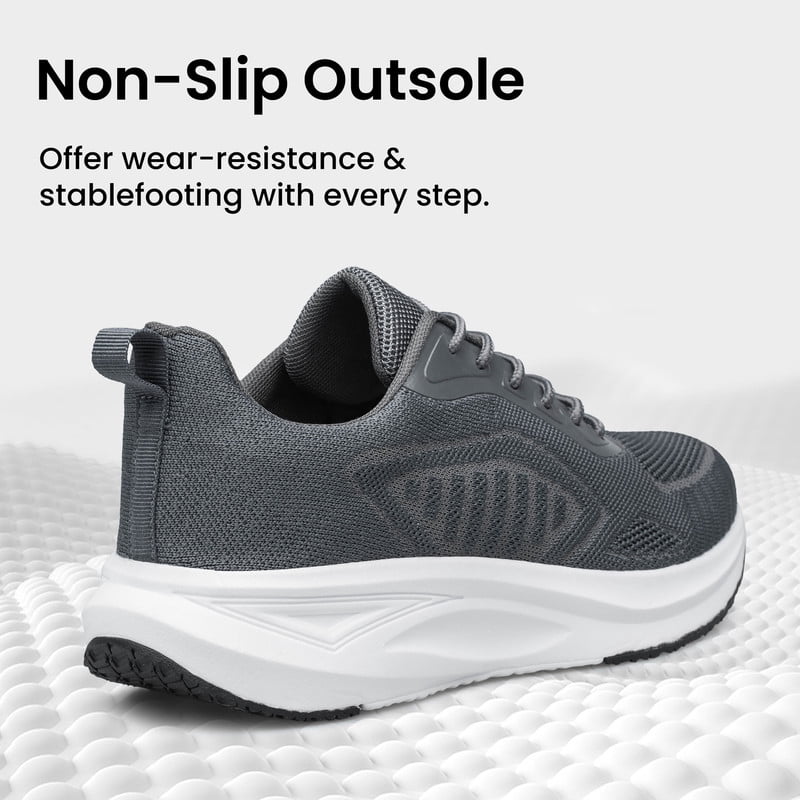 YHOON Men's Comfortable Walking Shoes Lightweight Breathable Tennis Non Slip Athletic Workout Training Sneakers Dark Grey Size 8
