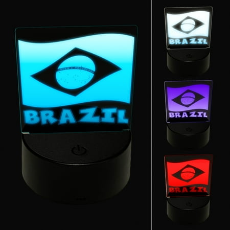 

Brazil with Waving Flag Cute LED Night Light Sign 3D Illusion Desk Nightstand Lamp