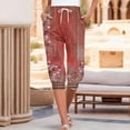 thumbnail image 3 of 2DXuixsh Pantalons pour Femmes Pantalons de Survêtement Capris pour Femmes Pantalons Imprimés Bas Joggers à Cordon pour Entraînement Yoga Course Pantalons Rouges Taille G, 3 of 5