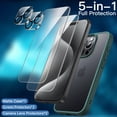thumbnail image 3 of JETech 5 in 1 Matte Case for iPhone 15 Pro Max 6.7-Inch with 2-Pack Each Tempered Glass Screen Protector and Camera Lens Protector, Translucent Back Shockproof Phone Cover (Dark Green), 3 of 7
