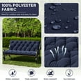 thumbnail image 4 of Snubbull Swing Replacement Cushion, Outside Bench Cushion with Backrest, 2-3 Seater Cushion with 6 Ties for Outdoor Furniture, 60 x 40 x 5 Inches Porch Swing Cushion Garden Bench, Navy Blue, 4 of 7